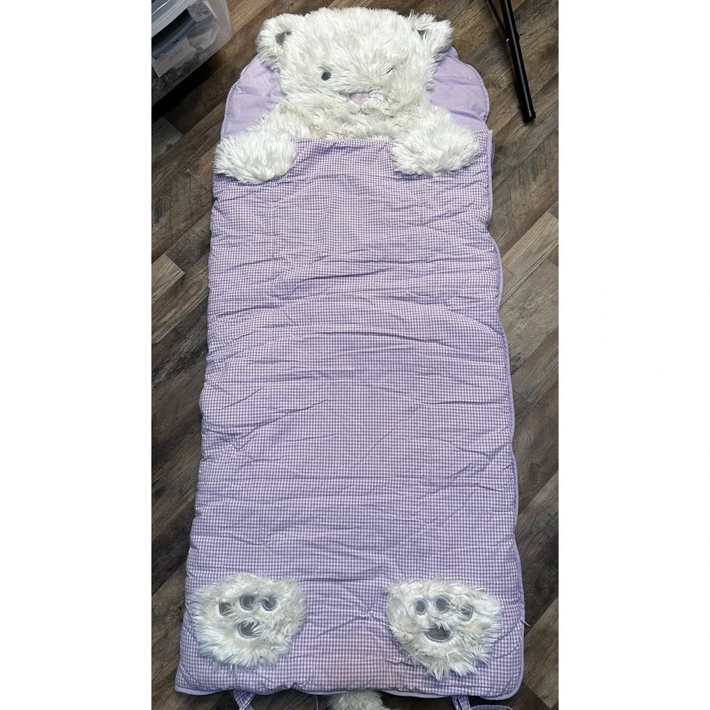 Pottery Barn Kids Shaggy Kitty Sleeping Bag - Purple  71 in x 29 in